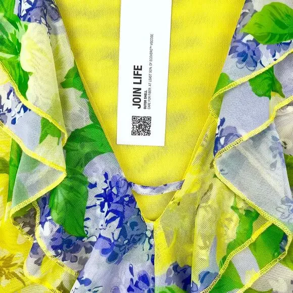 ZARA Floral Tulle Draping Dress Size Small NWT - Picture 3 of 6